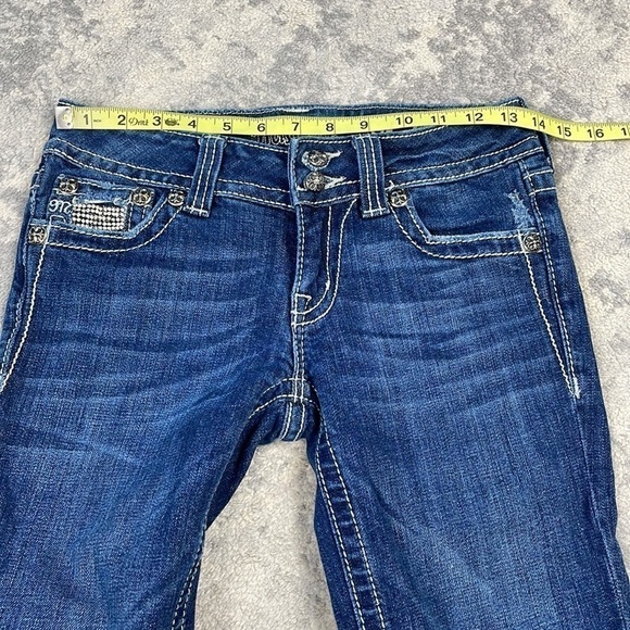 Miss Me Boot Cut Jeans Jeweled Rhinestone Bling Low Rise Y2K Sz 27 - Picture 7 of 14